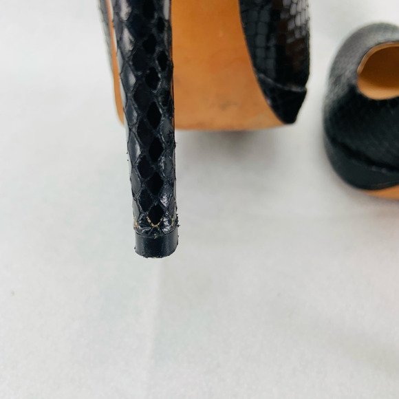 Ann Taylor 6 M‎ Classic Heels Black Leather Snake Embossed Stiletto Preppy City - Picture 12 of 12